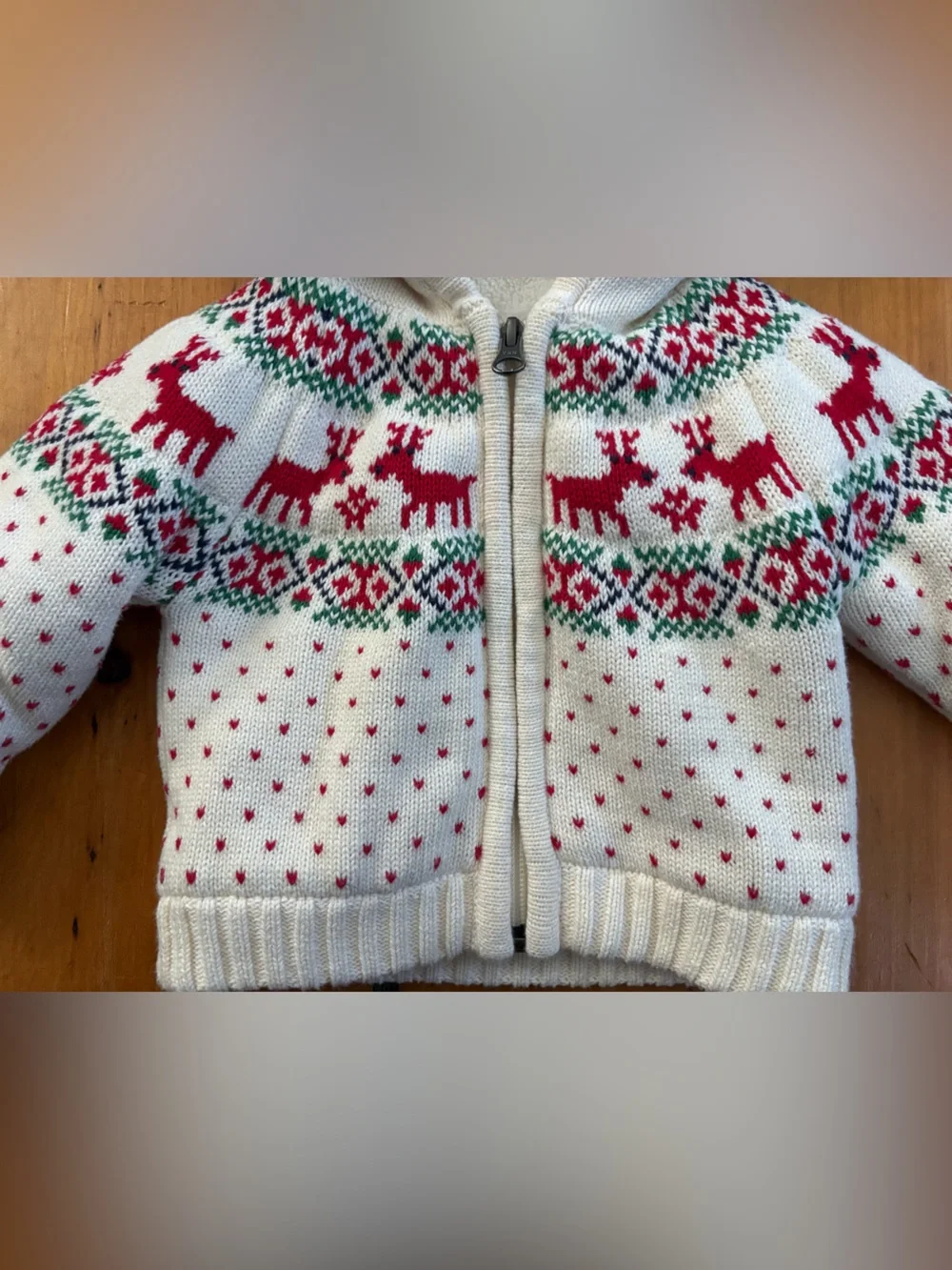 Hanna Andersson Gnome Hood Sweater Jacket Dear Deer, Size 6-12 Months Baby Kids